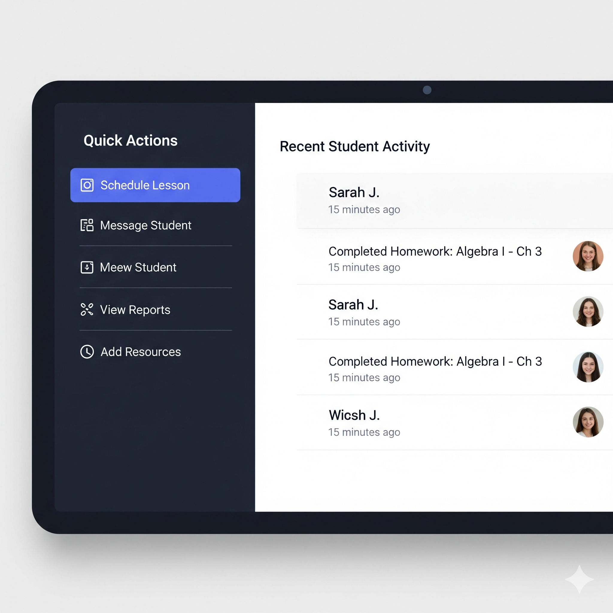 Tutor Dashboard Preview